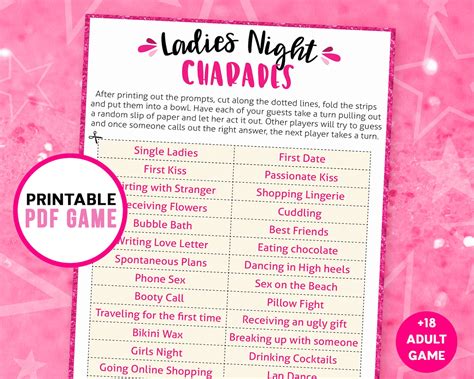 Ladies Night Charades Games For Adults Funny Bachelorette Etsy