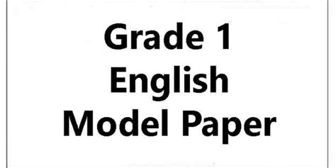 Grade 1 English Model Papers Sri Lankan Syllabus E Kalvi