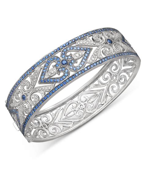 Macy S Sterling Silver Bracelet Sapphire 3 3 4 Ct T W And Diamond