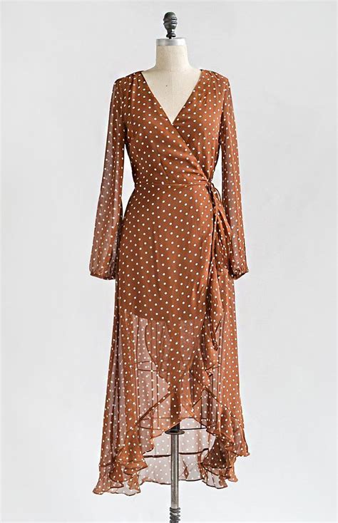 feminine vintage inspired rust polka dot wrap dress frances in florence dress dresses