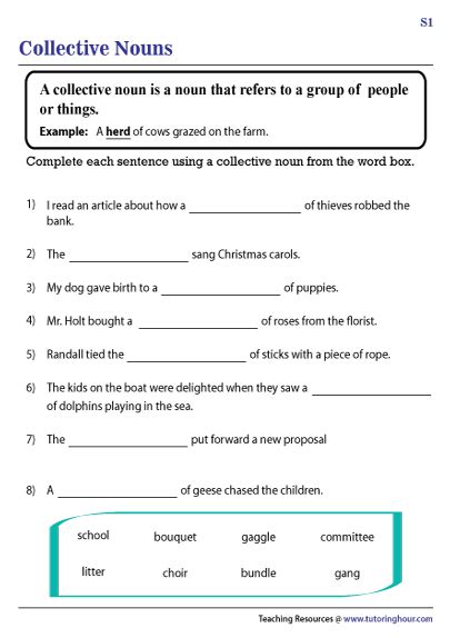 Collective Nouns Worksheets For Grade 4 With Answers Pdf Kowala Pictures