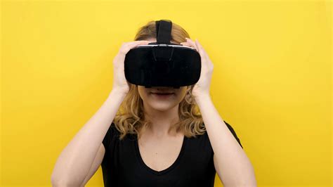 Slow Motion Of Young Beautiful Woman Wearing A Vr Virtual Reality