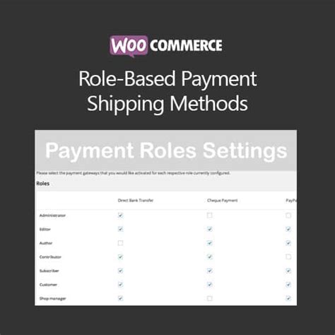 Woocommerce Role Based Payment Shipping Methods 250 Dokan Wordpress