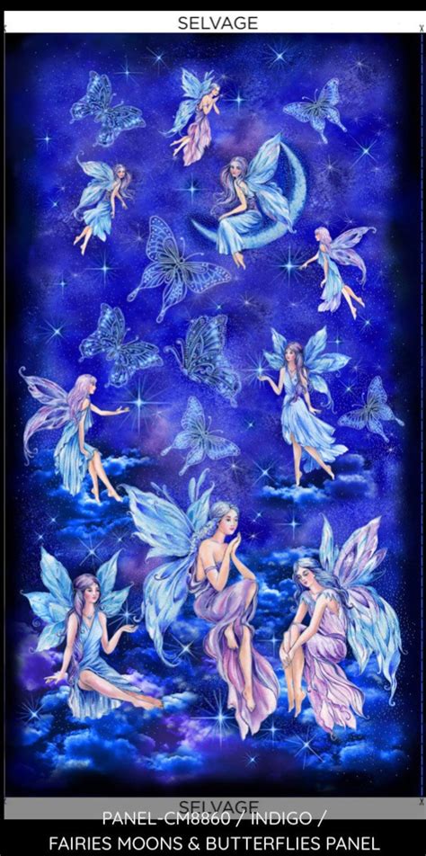 Fairy Soirée Panel 24fairies Butterflies Moon Sky Metallic Etsy