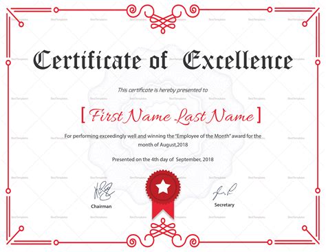 Excellence Corporate Certificate Design Template In Psd Word