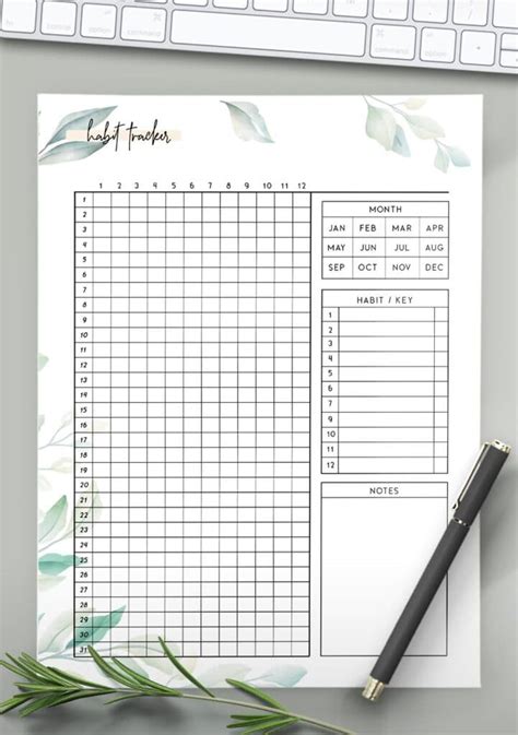 Paper And Party Supplies Calendars And Planners Pdf Download Habit Tracker