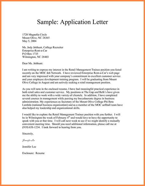 Formal Application Format Sample Letter Example Semi Block Style Job