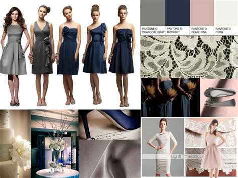 Midnight And Charcoal Bridesmaid Dresses Pantone Wedding Styleboard