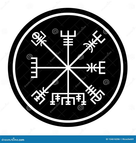 Vegvisir Symbol In A Black Circle Stock Illustration Illustration Of