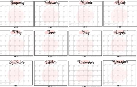 Blank 12 Month Calendar Bossfidence