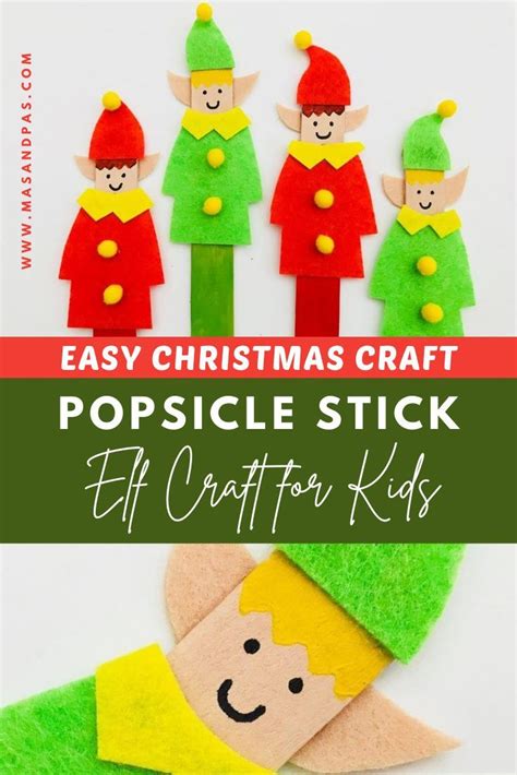Popsicle Stick Elf Craft In 2020 Elf Crafts Fun Christmas Activities