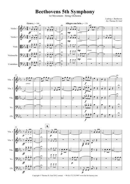Beethovens 5th Symphony 1st Movement String Orchestra Sheet Music Pdf Download