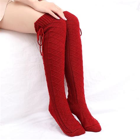1pair Women Knit Crochet Warm Socks Winter Over Knee Long Socks Leg Warmer Braid Cotton Soft