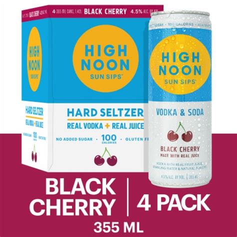 High Noon Black Cherry Vodka Hard Seltzer 4 Single Serve 355ml Cans 4