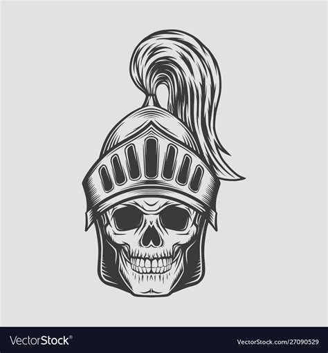 Head Skull With Knight Warrior Helmet Royalty Free Vector