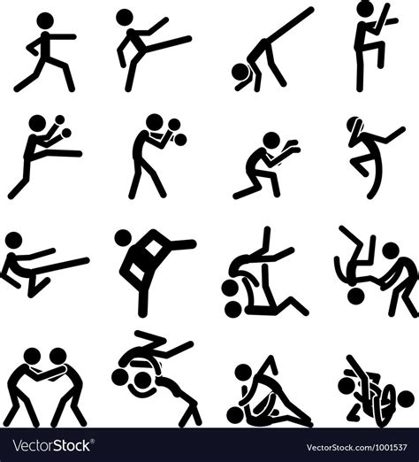 Sport Pictogram Icon Set Martial Arts Vector Image