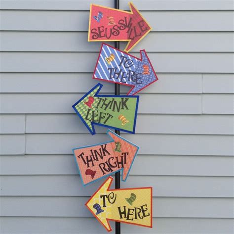 Whimsical Dr Seuss Inspired Arrow Signs Set Of By Edieschiccrafts
