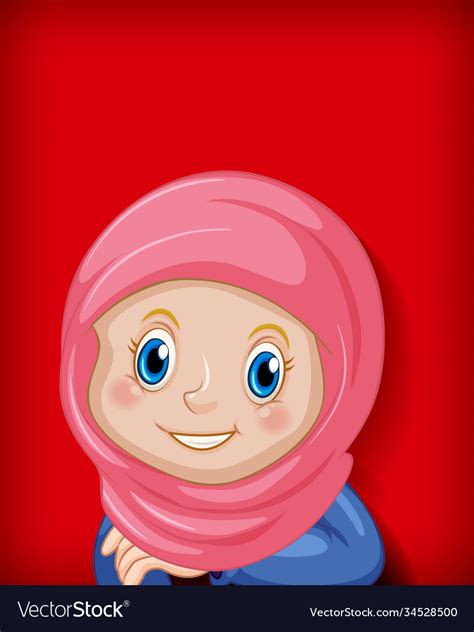 Happy Muslim Girl Cartoon Character Royalty Free Vector