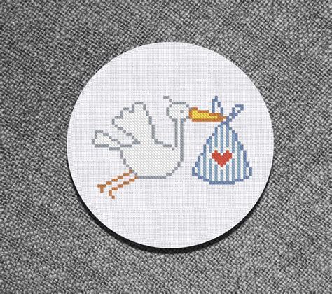 Cross Stitch Pattern Stork Bringing A Baby Instant Download Etsy
