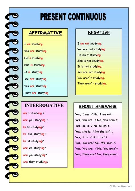 Present Continuous Grammar Guide English Esl Worksheets Pdf And Doc