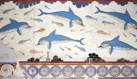 Minoan Fresco 1700 1450 Bce Dolphin Palace Of Knossos Crete Minoan Art Minoan Ancient Art