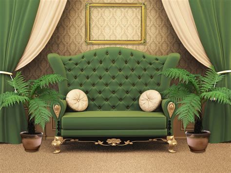 Wallpaper Table Green Chair Interior Design