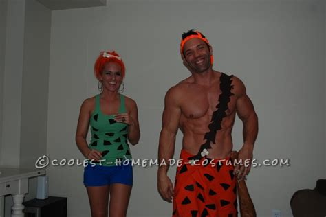 Simple And Fun Pebbles And Bamm Bamm Couple Halloween Costume