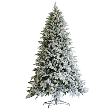 Un Lit Snow Flocked Pine Artificial Christmas Tree 75ft With Foldable