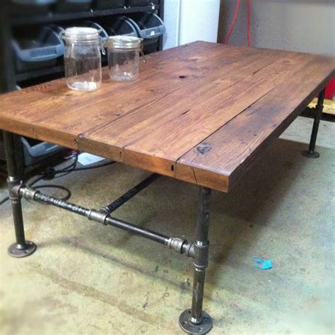 Custom Made Barn Wood Cast Iron Pipe Coffee Table By Jands Reclaimed Wood