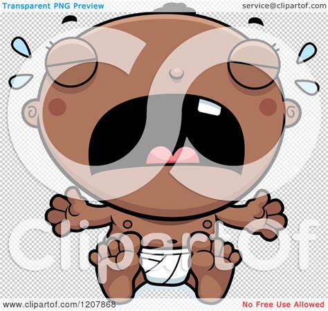 Cartoon Of A Crying Black Baby Boy Royalty Free Vector Clipart By