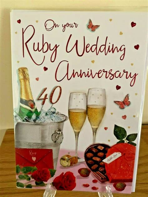 Ruby 40th Wedding Anniversary Card - Celebration Red Foil Premium ...