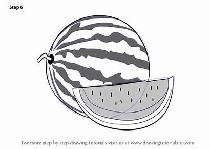 Watermelon Draw Slice Drawing Step Fruits Tutorials