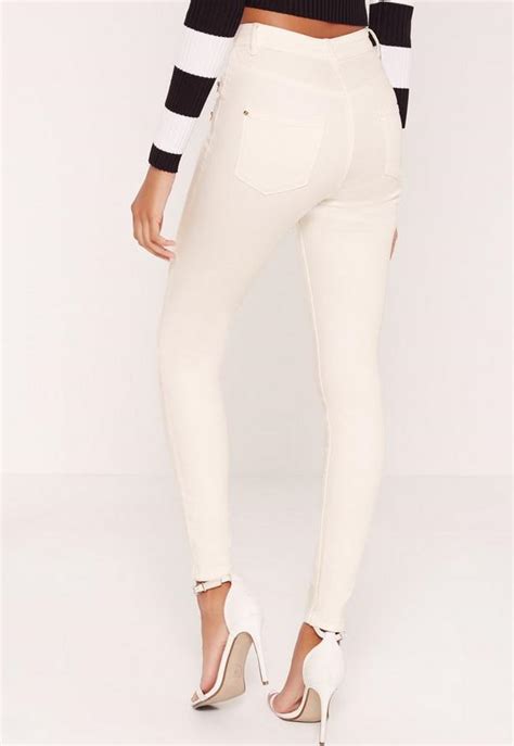 Vice Multi Zip Thigh Skinny Jeans White Missguided Ireland