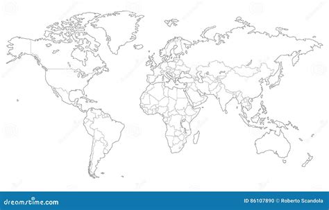 Ilustracion De Mapa Politico Vectorial Del Mundo Esquema Negro Sobre Images