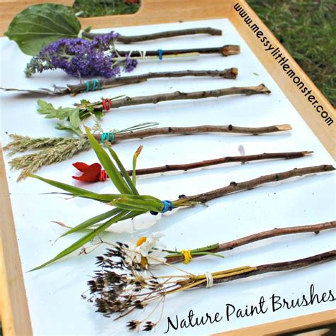 Make Your Own Nature Paint Brushes Nature Art Painting For Kids