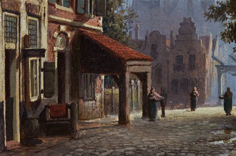 Johannes Jacobus Mittertreiner Gemälde Zuvor zum Verkauf Sonnige Gasse