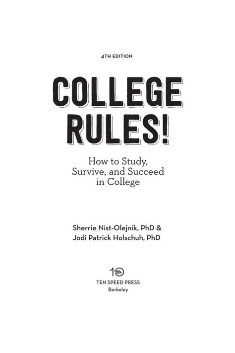 College Rules 4th Edition By Sherrie Nist Olejnik And Jodi Patrick Holschuh 9781607748526
