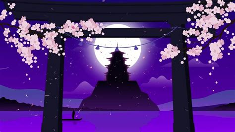Pagoda Moon Cherry Blossom Live Wallpaper Wallpaperwaifu