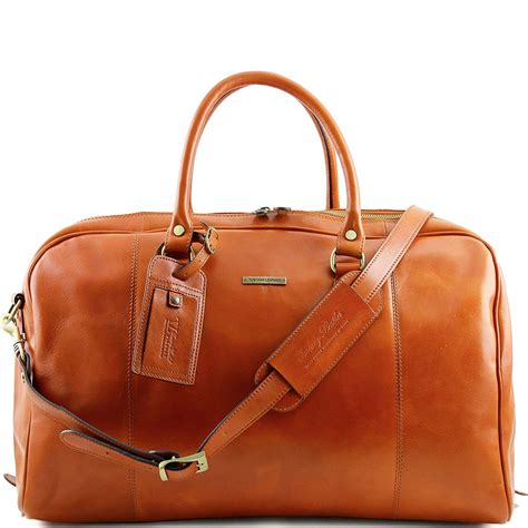Tuscany Leather Tl Voyager Travel Leather Duffle Bag Honey Leather