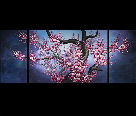 Japanese Cherry Blossom Painting Abstract Art Canvas Wall Art