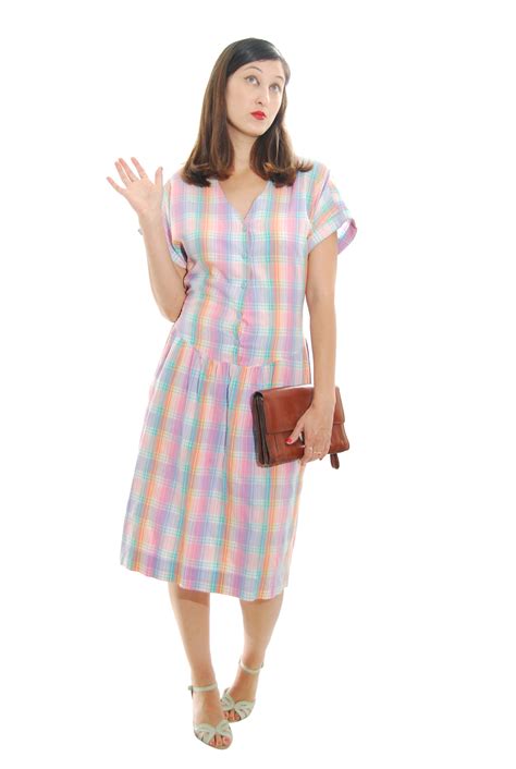 mix color madras plaid vintage dress for women 1960s vintage clothing online