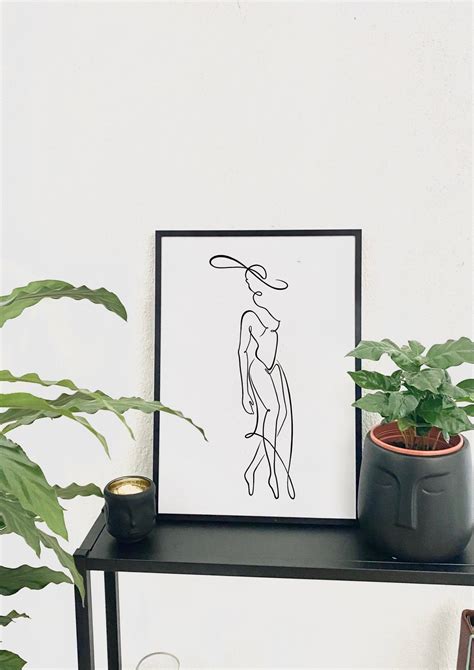 Pose Artprint Abstract One Line Drawing Minimalist Nude Etsy