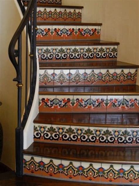 Tiled Staircase Stairs Tiles Wood Stairs Wood Banister Basement