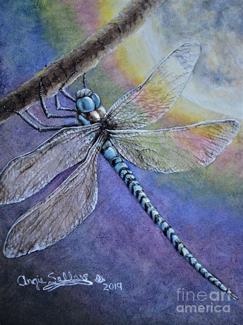 Dragonfly In The Moonlight Painting By Angie Sellars Pixels