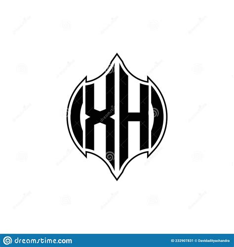 Xh Logo Monogram Geometric Shield Shape Style Stock Vector