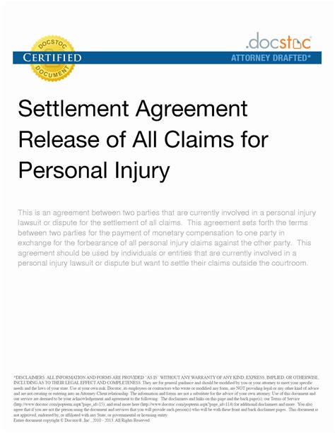 Personal Injury Waiver Form Elegant 9 Best Of Settlement Agreement And