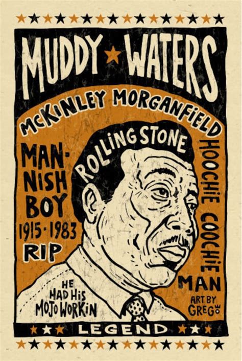 muddy waters blues folk art poster signed by by mojohandblues