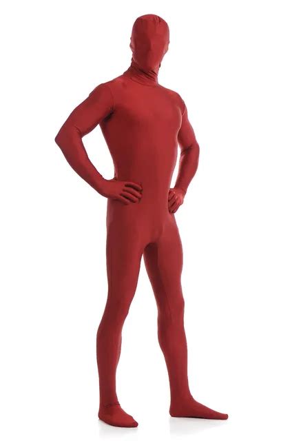 fullbody red spandex close fit zentai suit unitard cosplay costume second skin tight suits lycra