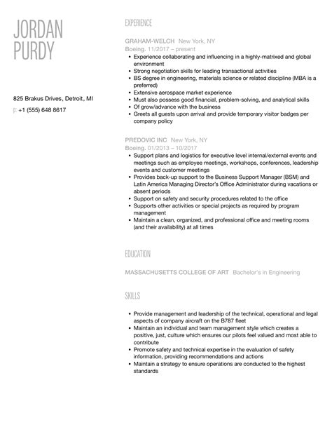 Boeing Resume Template