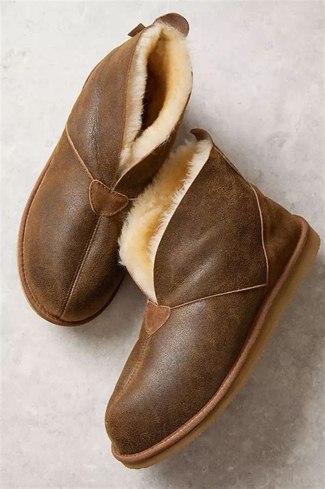 Mens Gunner Sheepskin Slippers With Arch Support Slippers With Arch